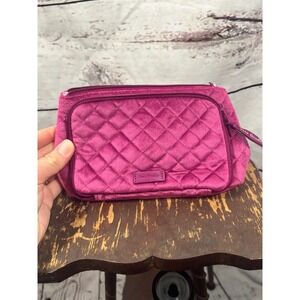 Vera Bradley Quilted‎ Velour Cosmetic Makeup Organizer Bag Pouch Fuchsia Pink
